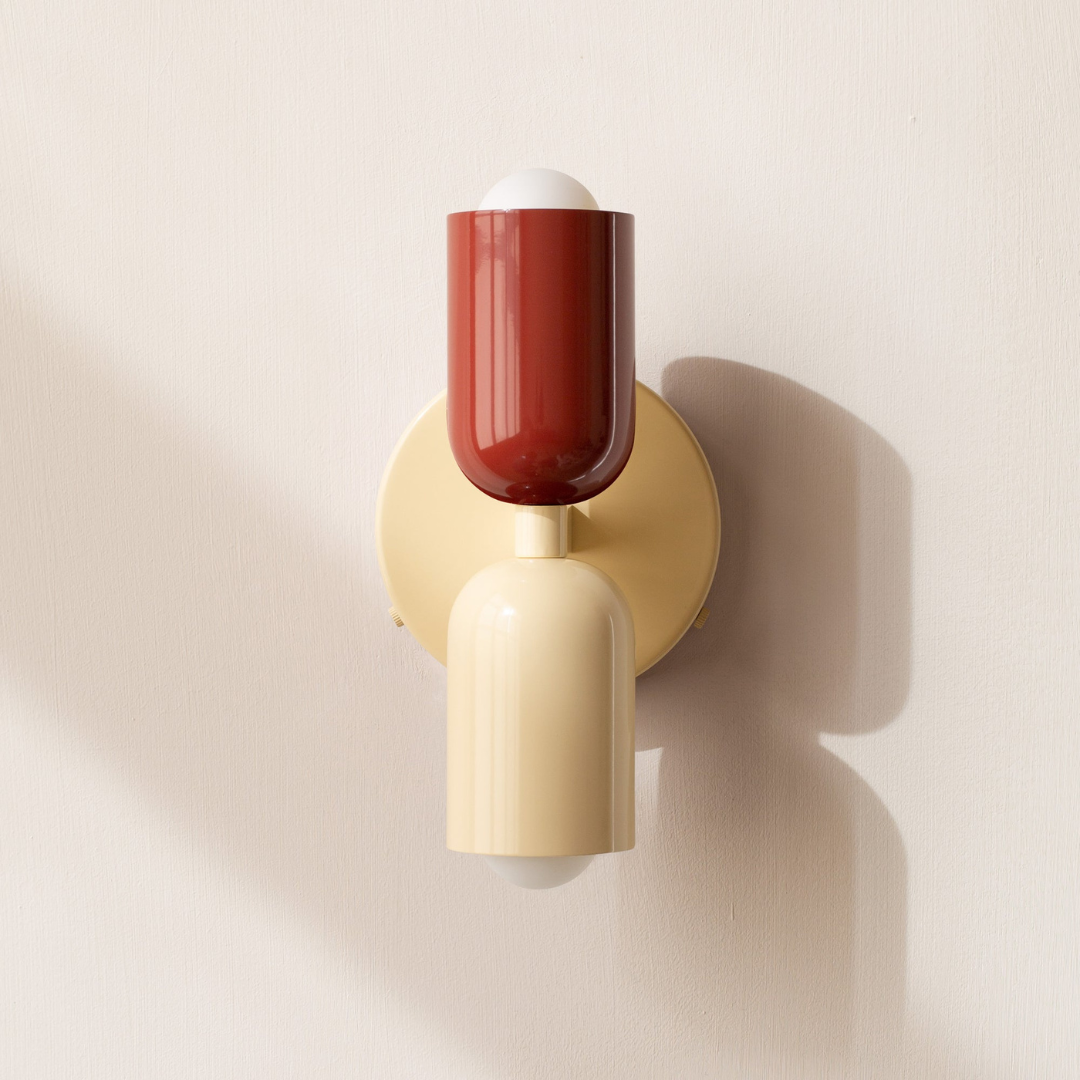 Modern two-light LED cylinder wall sconce with round backplate
