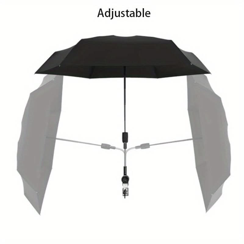 Cream UV stroller sunshade with bendable arm and universal clamp