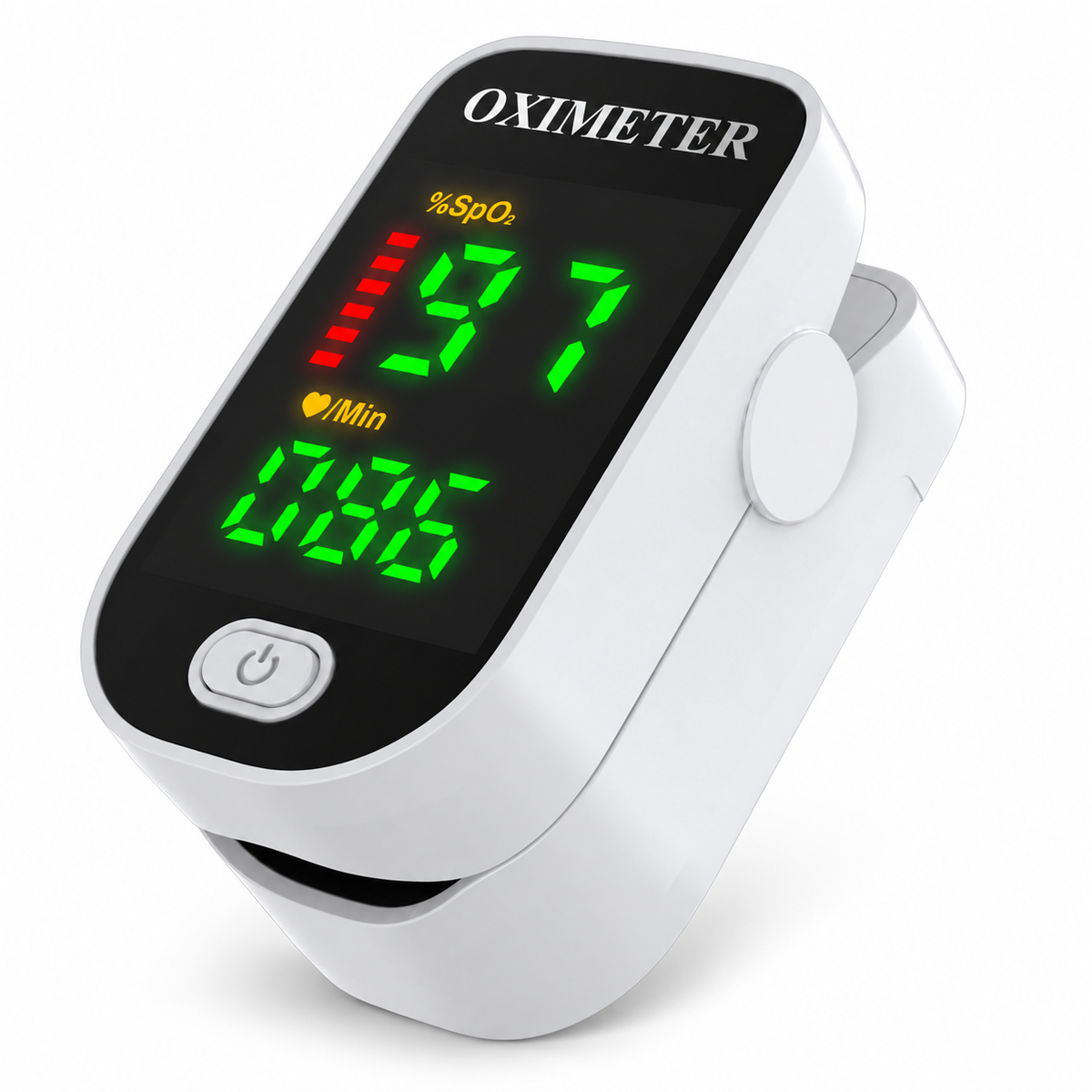 Finger pulse oximeter with illuminated LED display