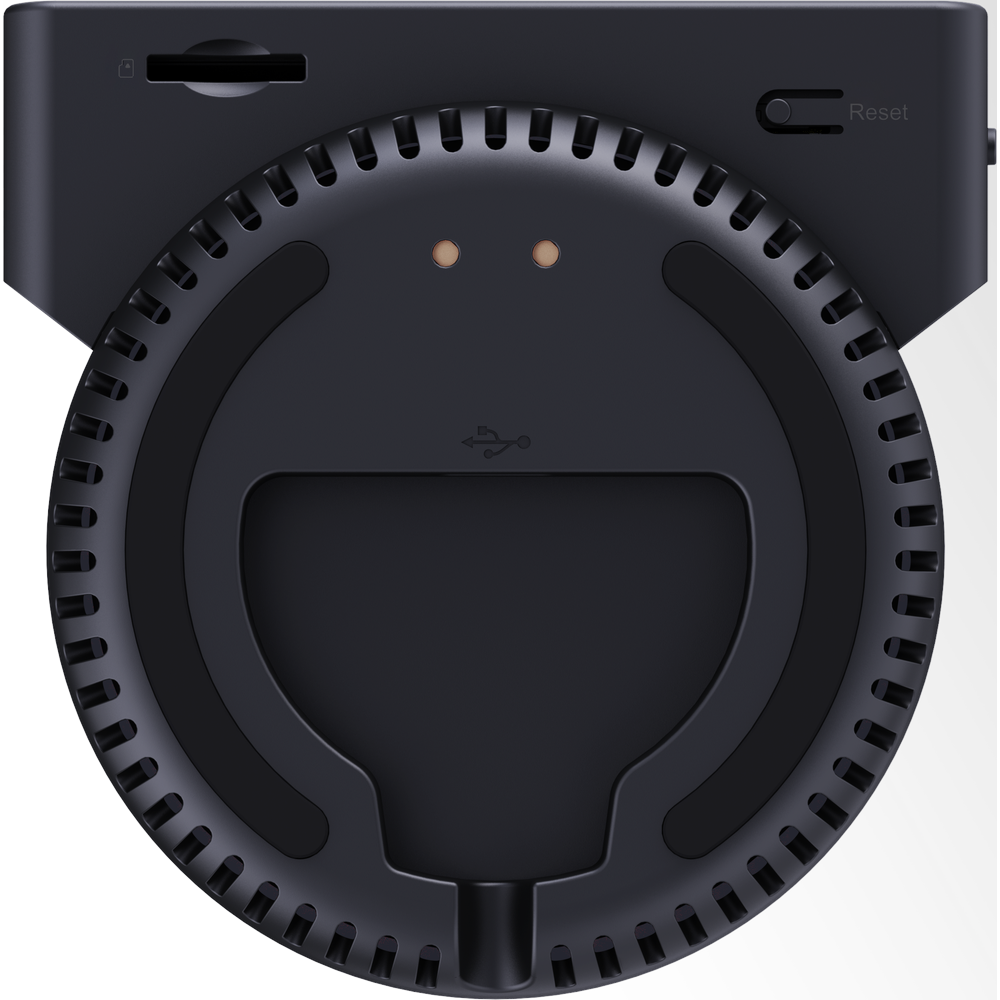Black EZVIZ S10 indoor security camera with built-in display