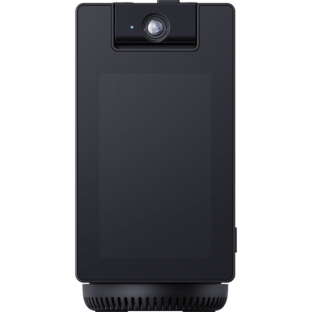 Black EZVIZ S10 indoor security camera with built-in display