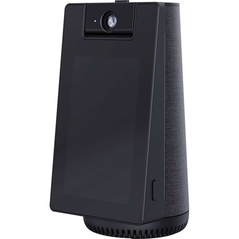 Black EZVIZ S10 indoor security camera with built-in display
