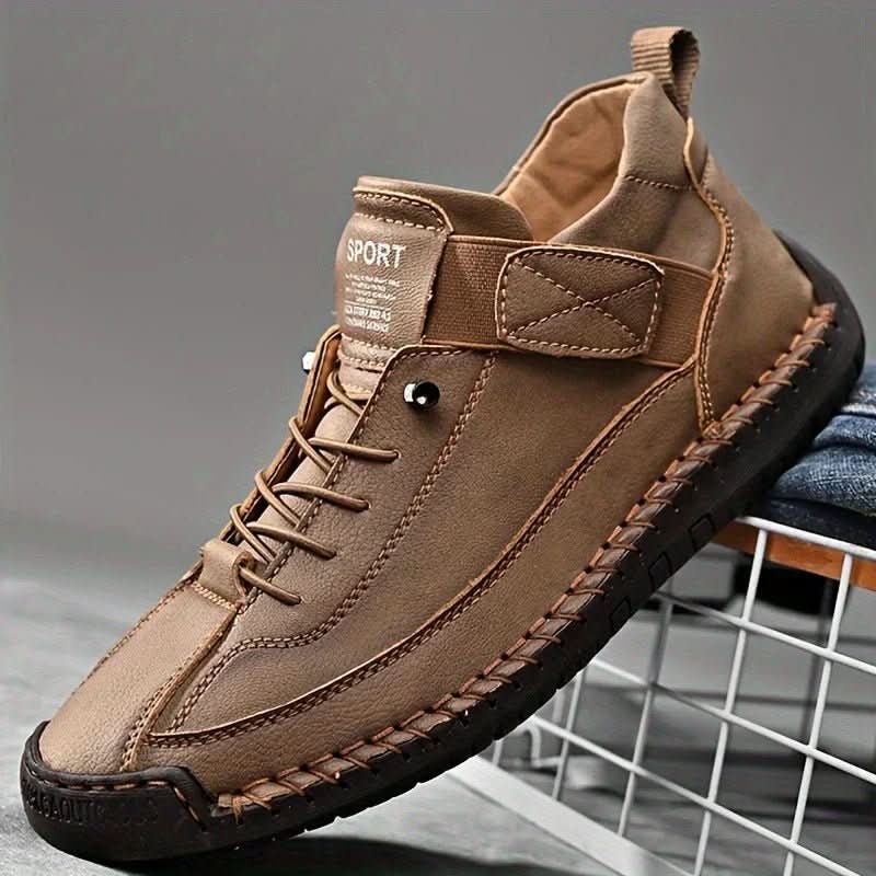 Women's lace-up walking sneakers with ankle design and flat sole