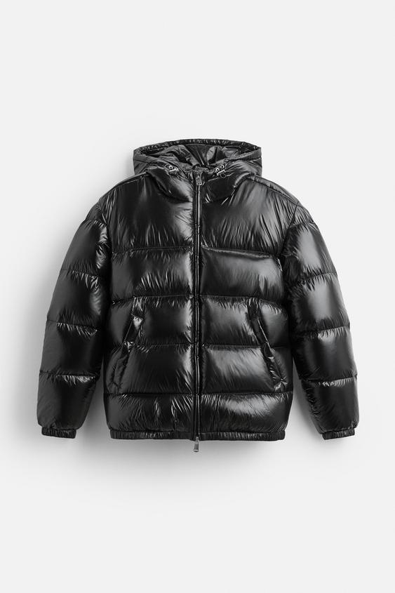 Unisex quilted hooded puffer down jacket with full zip front