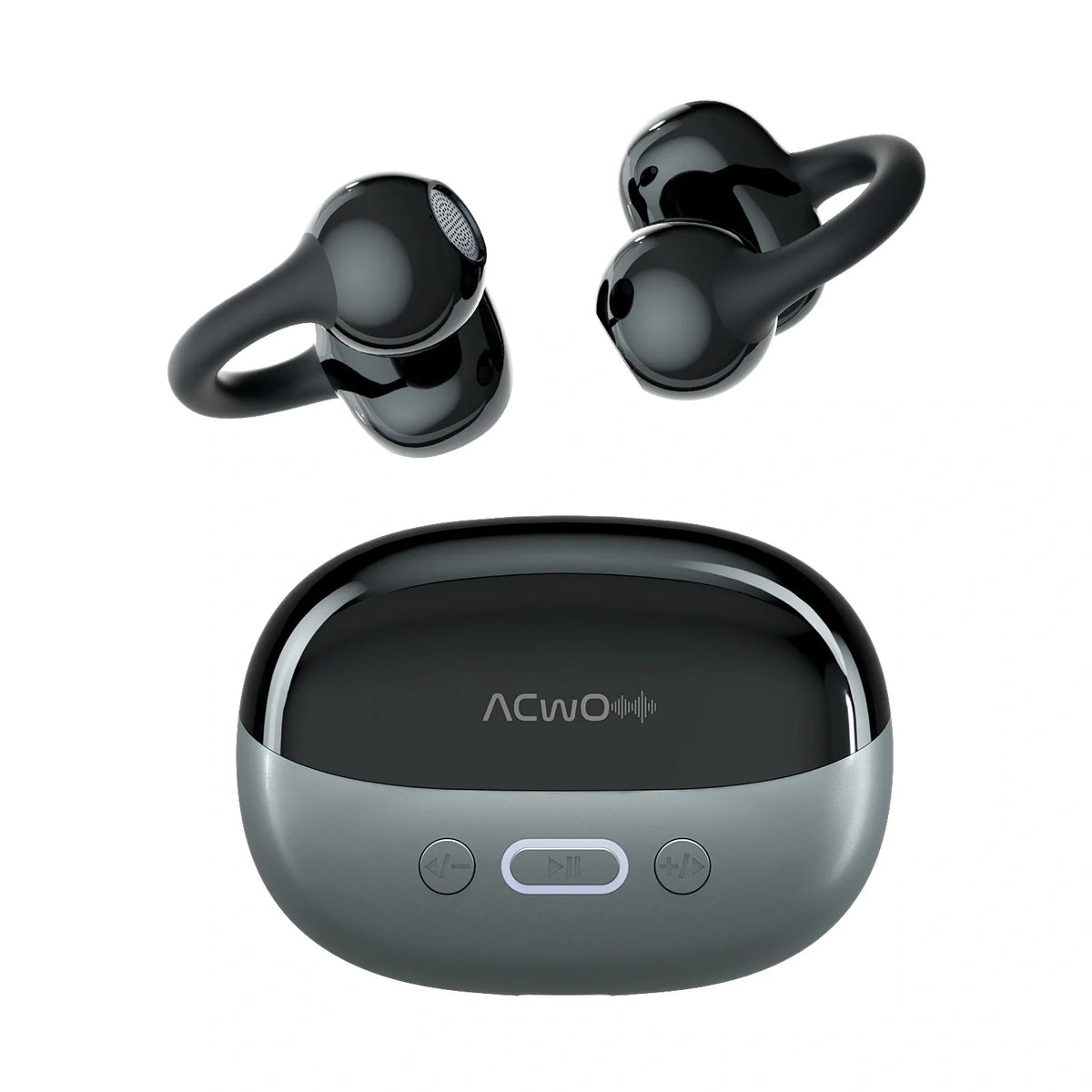 DwOTS Flow 2 true wireless earbuds with ear hooks and charging case