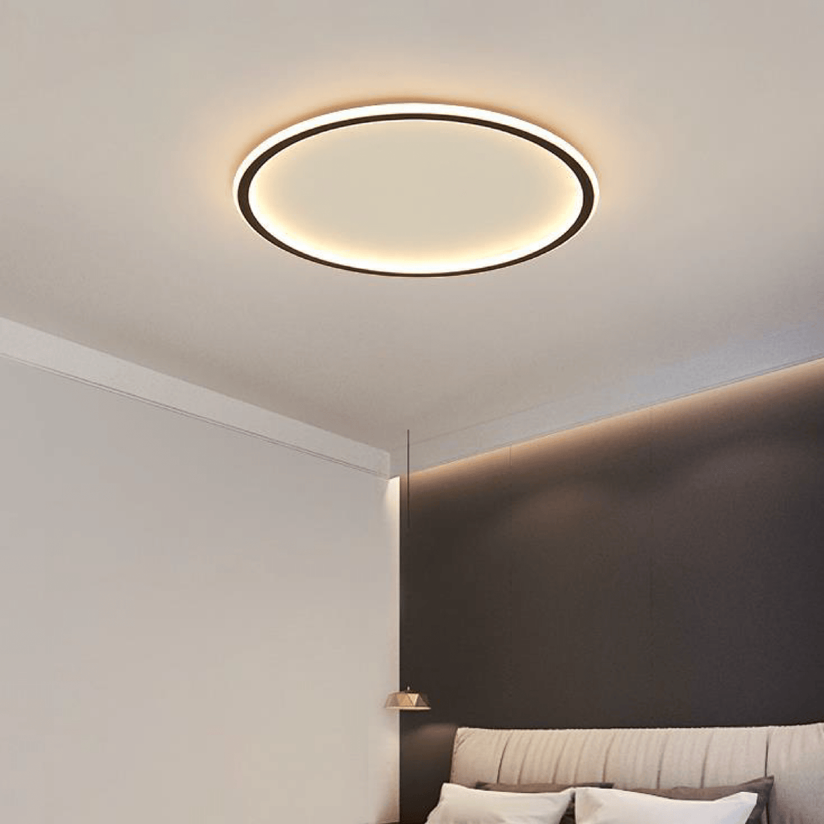 Round LED ceiling light with a modern Scandinavian ring design