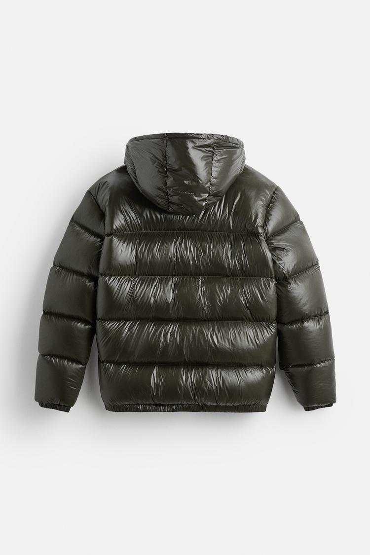Unisex quilted hooded puffer down jacket with full zip front