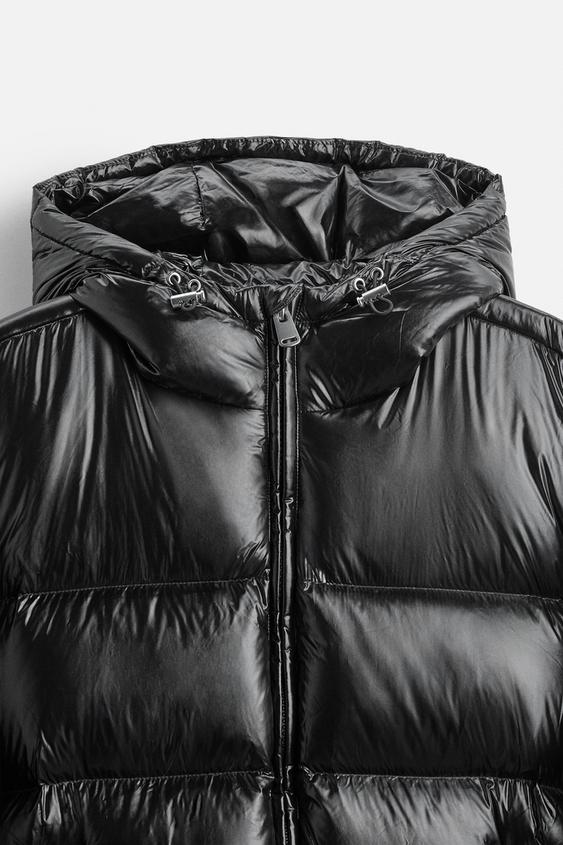 Unisex quilted hooded puffer down jacket with full zip front