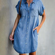 Carla - Button Front Denim Dress