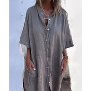 Chloe - Tie Waist Boho Shirt Dress