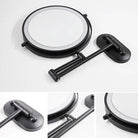 Black wall mounted LED makeup mirror with adjustable swing arm