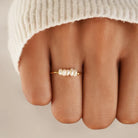 Gold-tone pearl ring with a row of white pearls