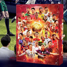 Red 2026 soccer advent calendar with 24 numbered doors