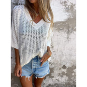 Ella - Crochet Knit Top with V-Neck