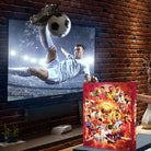 Red 2026 soccer advent calendar with 24 numbered doors