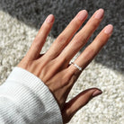 Gold-tone pearl ring with a row of white pearls