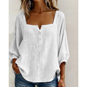 Luna - Square Neck Linen Blouse