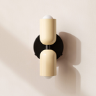 Modern two-light LED cylinder wall sconce with round backplate