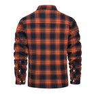 Men's plaid sherpa-lined flannel shirt jacket with button front and chest pockets