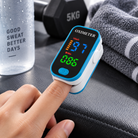Finger pulse oximeter with illuminated LED display