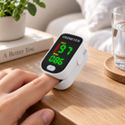 Finger pulse oximeter with illuminated LED display