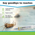 Cockroach gel bait syringe with blue nozzle applying yellow gel indoors