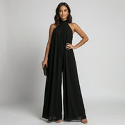 Women's Halter Neck Wide Leg Floor Length Jumpsuit