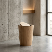 Rotating Waste Bin, Timber-Style Finish With Pivoting Lid