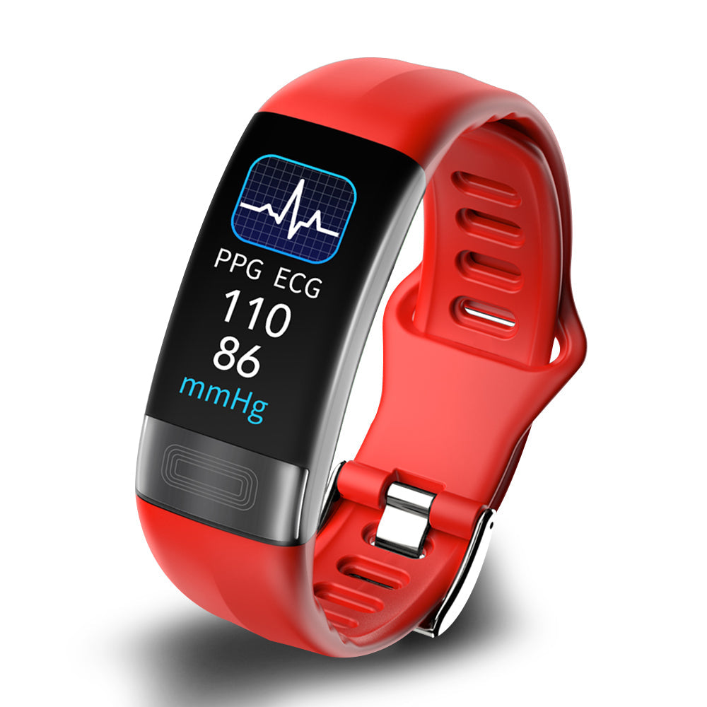 Wearable wrist blood pressure monitor with ECG display and adjustable strap