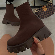 Leah - Sock Style Heeled Women's Ankle Boots