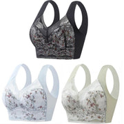 Seamless Plus Size Bra - Floral Lace Support 3 Piece Set