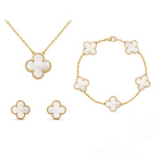Clover Jewelry Set - Necklace, Bracelet & Earrings