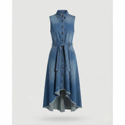 Natalie - Asymmetrical Belted Women's Denim Dress