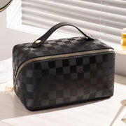 Checkered Makeup Bag - Luxury Multi-Compartment Cosmetic Organiser