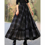 Carol - Plaid Ruffle Hem A-Line Skirt