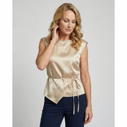 Naomi - Asymmetrical Tie-Waist Women's Satin Tank Top