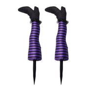 Witch Legs Decoration - Striped Stocking & Pointy Shoe Yard Prop
