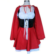 Women's Red Riding Hood Costume - Crimson Hooded Cape & Velvet Bodice