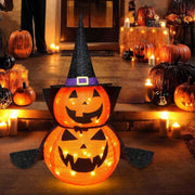 Lighted Halloween Pumpkin - Collapsible Wizard Hat Outdoor Decoration
