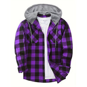 Javier - Plaid Layered Men's Hooded Shirt Jacket