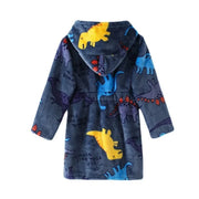 Kids Hooded Bathrobe - Soft Flannel Cartoon Design