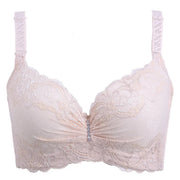 Rhinestone Push Up Bra - Zircon Detail Lace Design