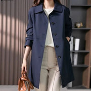 Ariana - Longline Button Front Women's Trench Coat