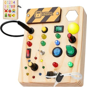 Montessori Busy Board - 27 LED Lights & 10 Interactive Switches