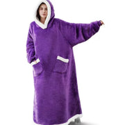Wearable Blanket With Sleeves - Oversized Hooded Fleece Design