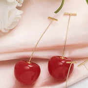 Cherry Earrings - 18K Gold-Plated Resin Drop Design