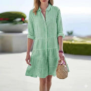 Katerina - Button Front Striped Shirt Dress