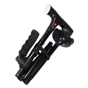 Folding Walking Cane - Adjustable LED Support with Alarm & Quad Base