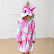 Kids Hooded Robe - Soft Flannel Unicorn Design