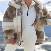 Caroline - Colour Block Faux Fur Women's Winter Coat